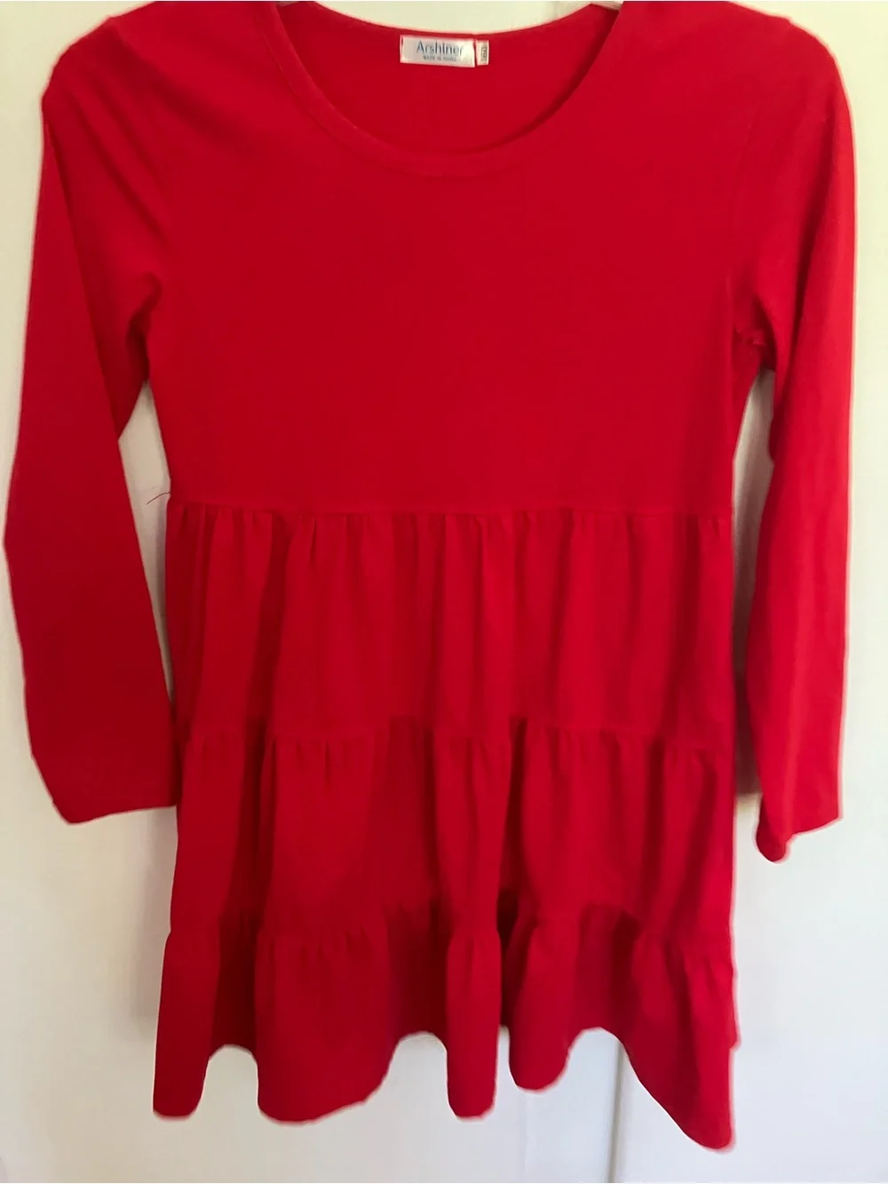 Ashling Girls' Red Long-Sleeve Tiered Tunic Top